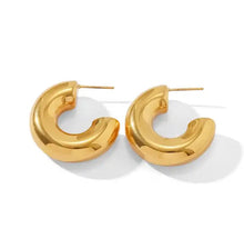 Load image into Gallery viewer, Simple CC earrings womens stainless steel jewelry hollow gold hoops statement chunky hoop earrings - LA pink moon
