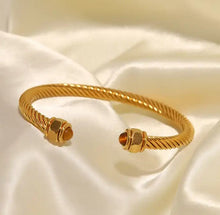 Load image into Gallery viewer, Gold bangle 18k gold plated bracelet twist wire open cuff bangle bracelet - LA pink moon
