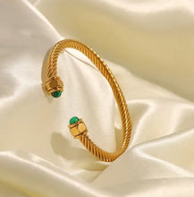 Load image into Gallery viewer, Gold bangle 18k gold plated bracelet twist wire open cuff bangle bracelet - LA pink moon
