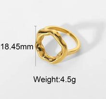 Load image into Gallery viewer, INS hot sale creative design gold plated stainless steel melted textured dainty minimal jewelry chunky ring for women size 7 - LA pink moon
