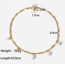 Load image into Gallery viewer, Women fashion stainless steel  chain 18k gold neck chains choker summer jewelry freshwater pearl pendent necklace - LA pink moon
